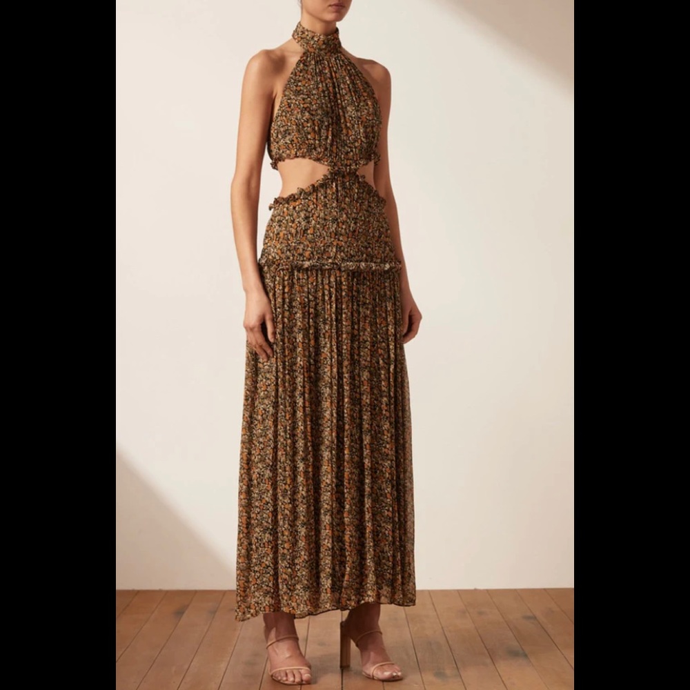 Shona Joy Paloma Print Cut Out Maxi Dress NWT Size 8